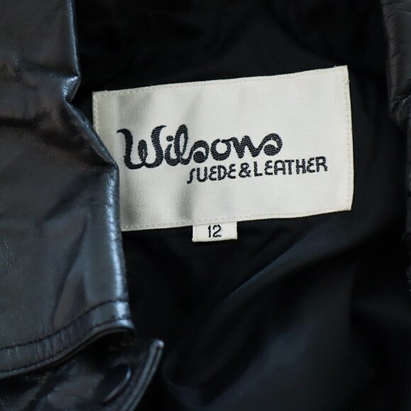 Wilson's Suede & Leather Black Adjustable Buckle Waist Moto Jacket Vintage 12 - Picture 5 of 5